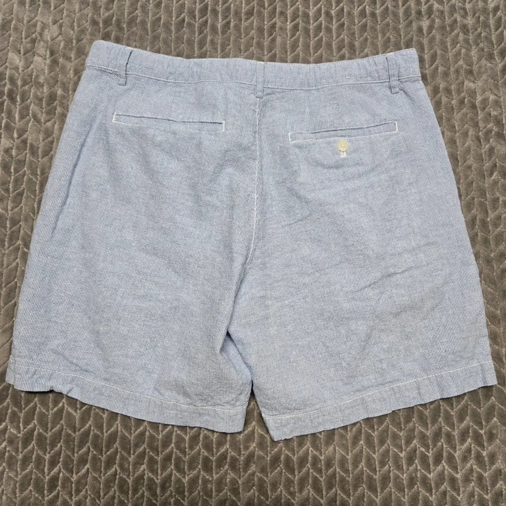 Banana Republic Mens 33 Linen Blend 7 Inch Shorts Blue Textured